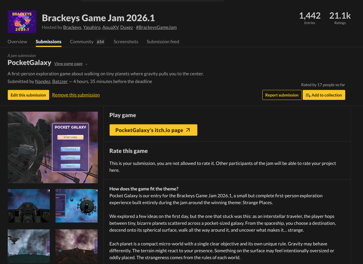 Brackeys Game Jam 2026.1 Pocket Galaxy submit